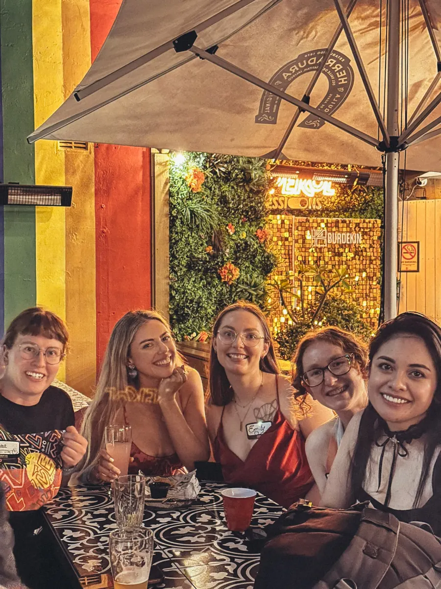 A mixed group of members together at a club night