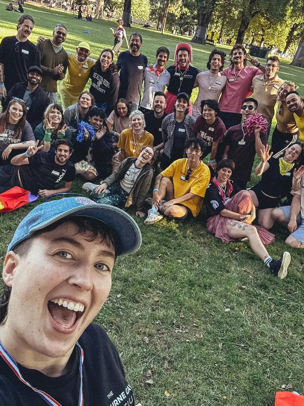 A big group of members at a park social